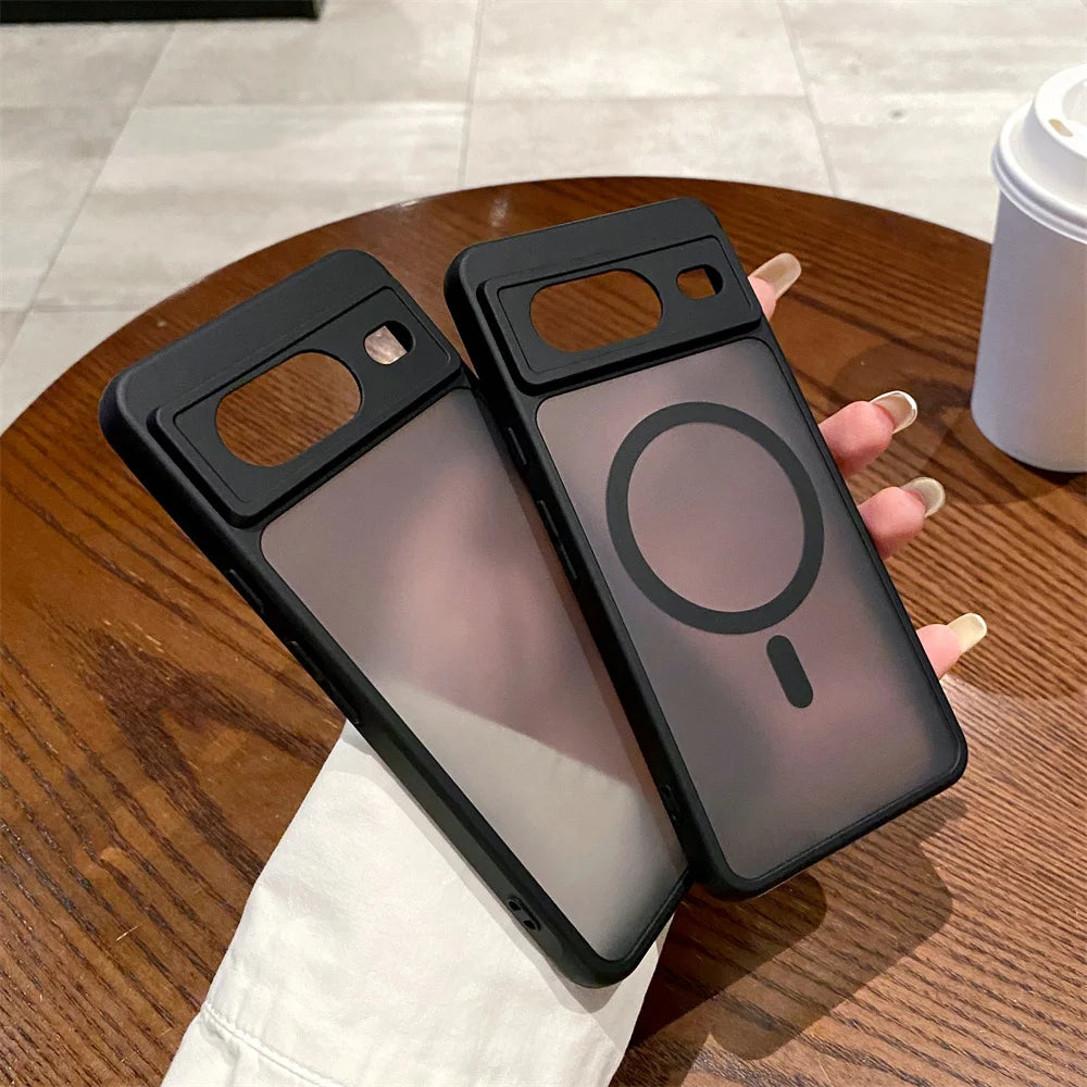 Google Pixel 6 / 6A / 6 Pro / 7 / 7A / 8 / 8A / 8 Pro / 9 / 9A / 9 Pro / 9 Pro XL Case | Matte Translucent Magnetic Wireless Charging Shockproof Half-Wrapped Cover