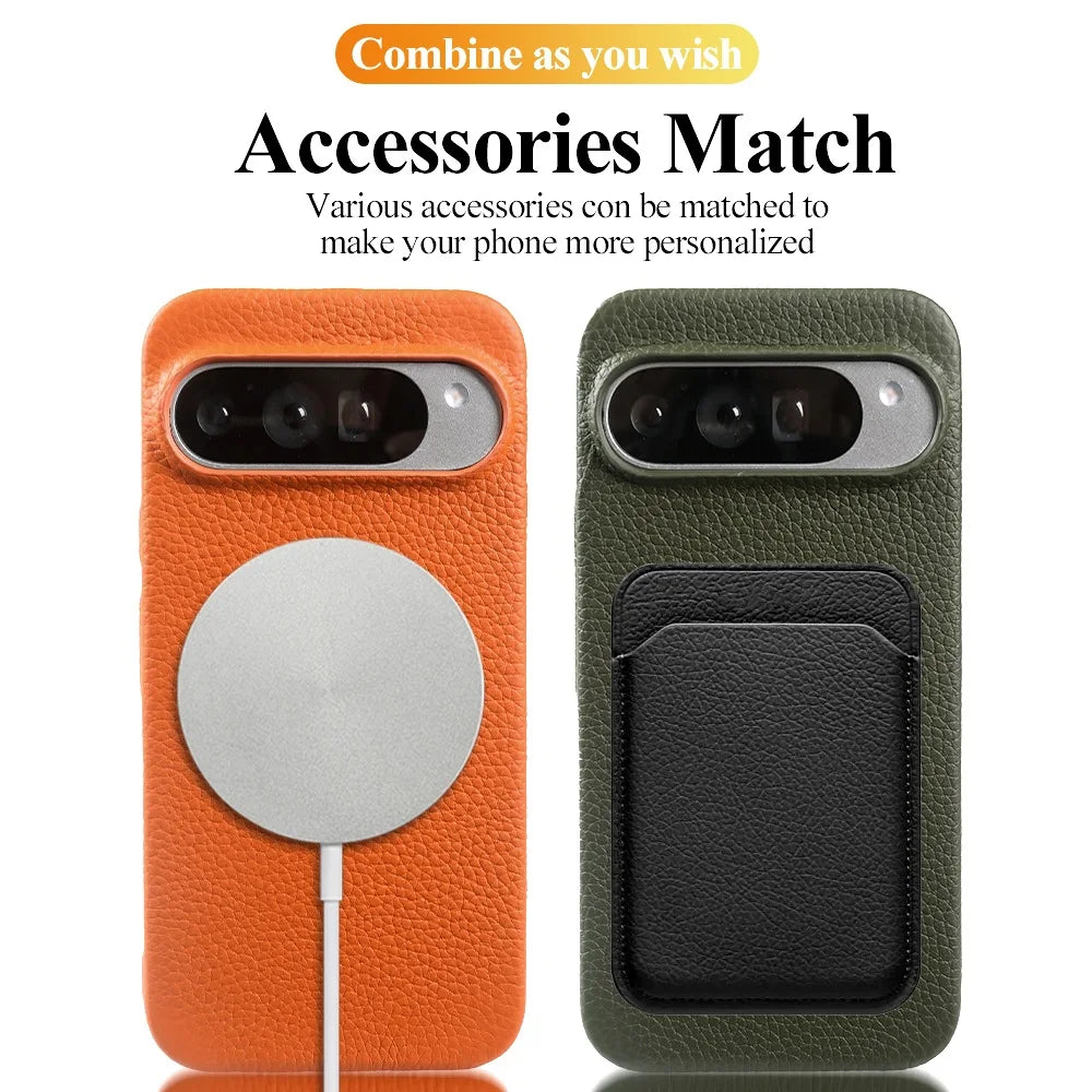 Google Pixel Full-Coverage Genuine Leather Magnetic Magsafe Case