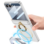 Samsung Galaxy Z Flip 7 Case | Hard Full-Coverage Protective Case with Ring, Middle Hinge & Magnetic Wireless Charging  📱 Short Descriptio