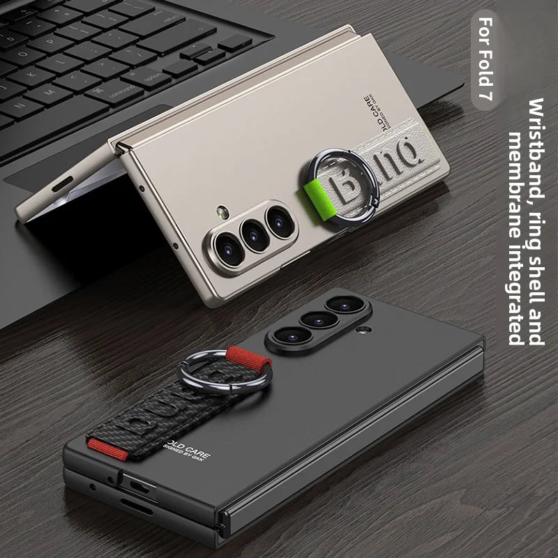 Samsung Galaxy Z Fold 7 Case | Hard Full-Coverage Protective Back Cover with Wrist Strap