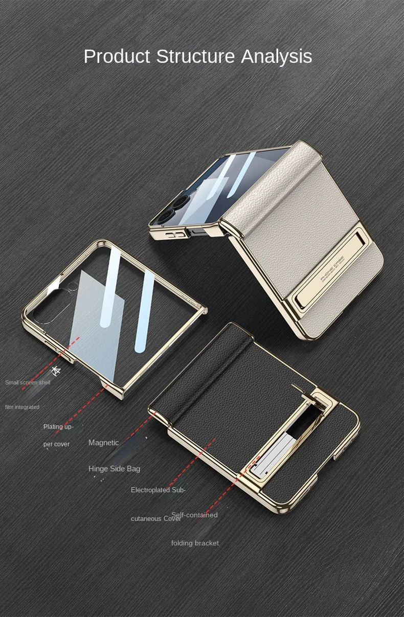 Samsung Galaxy Z Flip 7 Case | Luxury PU Leather Full-Coverage Flip Case with Stand