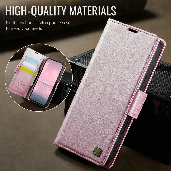 Luxury Magnetic PU Leather Wallet Case with Card & Cash Slots | Shockproof Flip Cover for iPhone