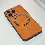 Luxury Sheepskin Magnetic Case for iPhone 11–17 Series | MagSafe Compatible Wireless Charger Cover