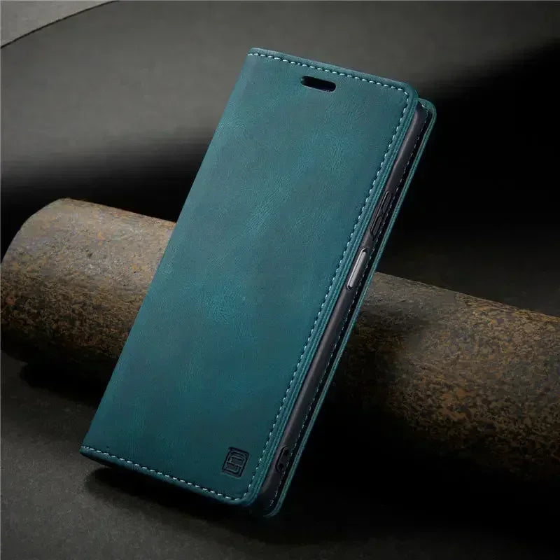 Retro PU Leather Wallet Phone Case | Magnetic Flip, Card & Cash Slot, Shockproof for iPhone