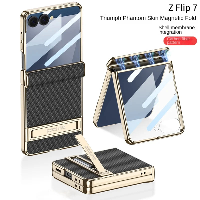 Samsung Galaxy Z Flip 7 Case | Luxury PU Leather Full-Coverage Flip Case with Stand