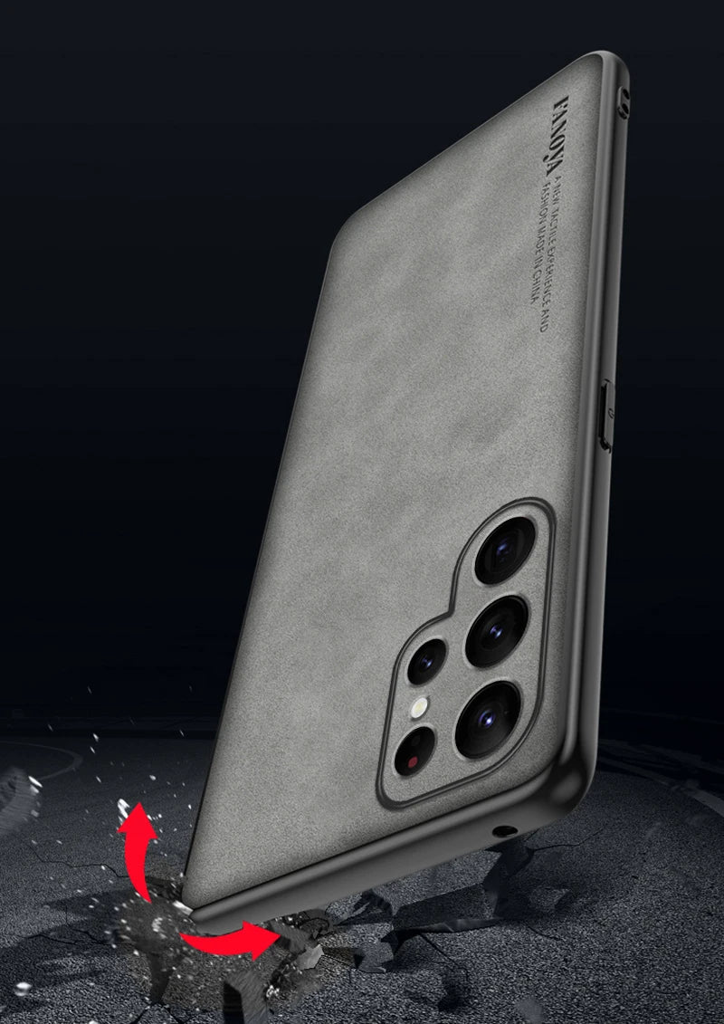 Samsung Galaxy S25/S24/S23 Ultra Plus Case | Luxury Sheepskin Leather Half-Wrapped Case