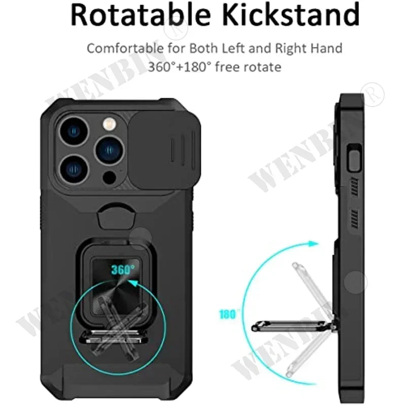 iPhone Case with Ring & Kickstand | Anti-Scratch, Anti-Fingerprint & Card Storage