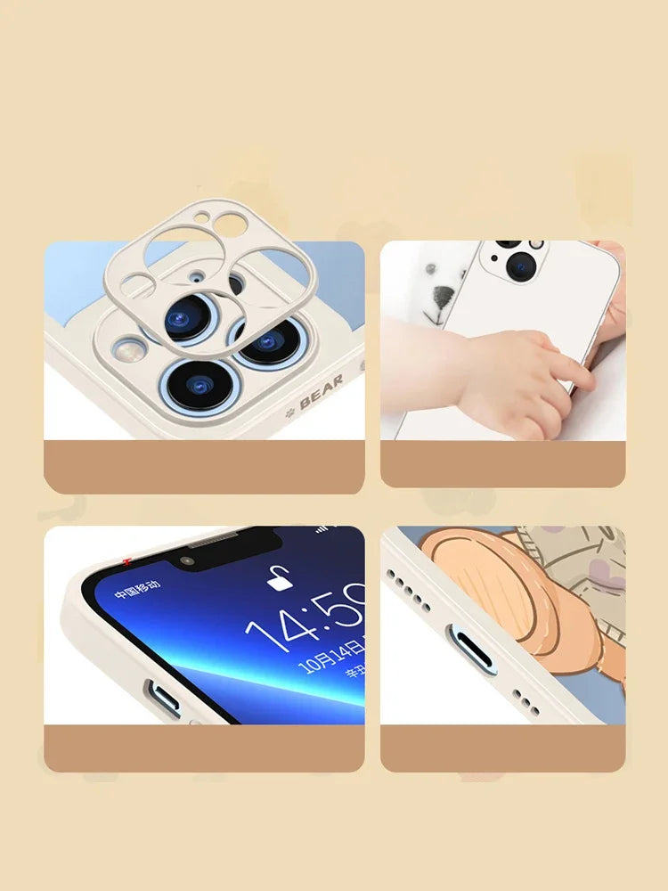 Full-Coverage Silicone Phone Case | Shockproof & Water-Resistant Cartoon, Geometric & Anime Designs for iPhone
