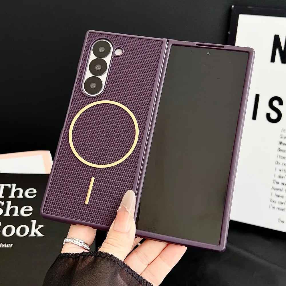 Samsung Galaxy Z Fold 7 Case | Luxury PU Matte Full-Coverage Magnetic Wireless Charging Protective Cover