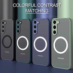 Armor Matte Magnetic Half-Wrapped Case for Samsung Galaxy S22-S25 Ultra | Shockproof Transparent Wireless Charging Cover