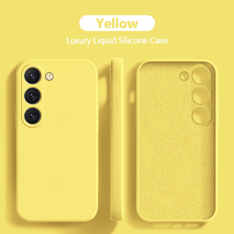 Square Liquid Silicone Soft Case for Samsung Galaxy S22-S25 Ultra | Washable & Lightweight Half-Wrapped Cover