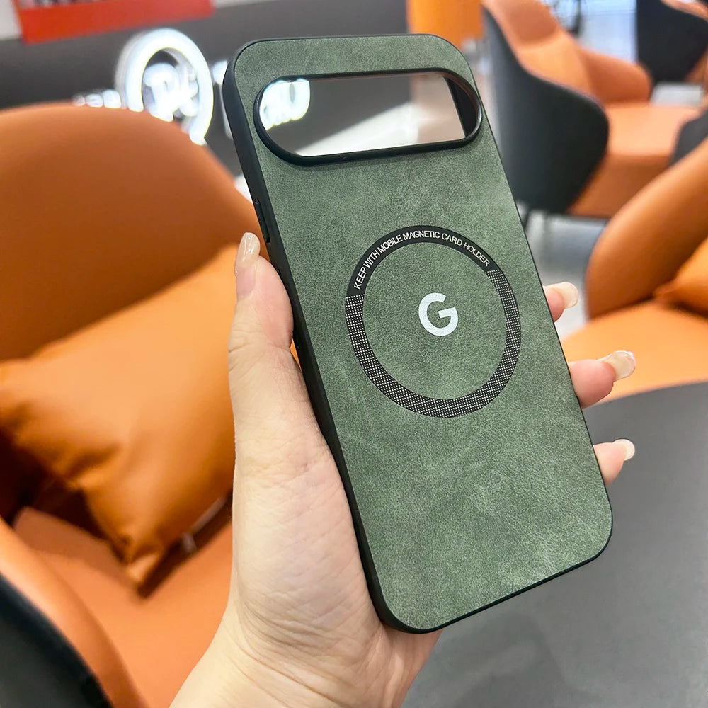 Pixel 9 / 9 Pro / 9 Pro XL / 9A / 10 / 10 Pro / 10 Pro XL Case | Luxury Magnetic PU Leather Half-Wrapped Case