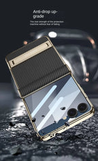 Samsung Galaxy Z Flip 7 Case | Luxury PU Leather Full-Coverage Flip Case with Stand