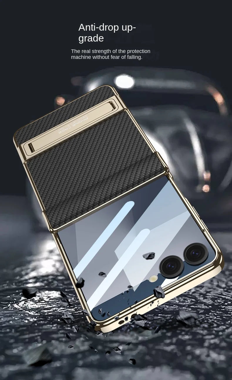 Samsung Galaxy Z Flip 7 Case | Luxury PU Leather Full-Coverage Flip Case with Stand