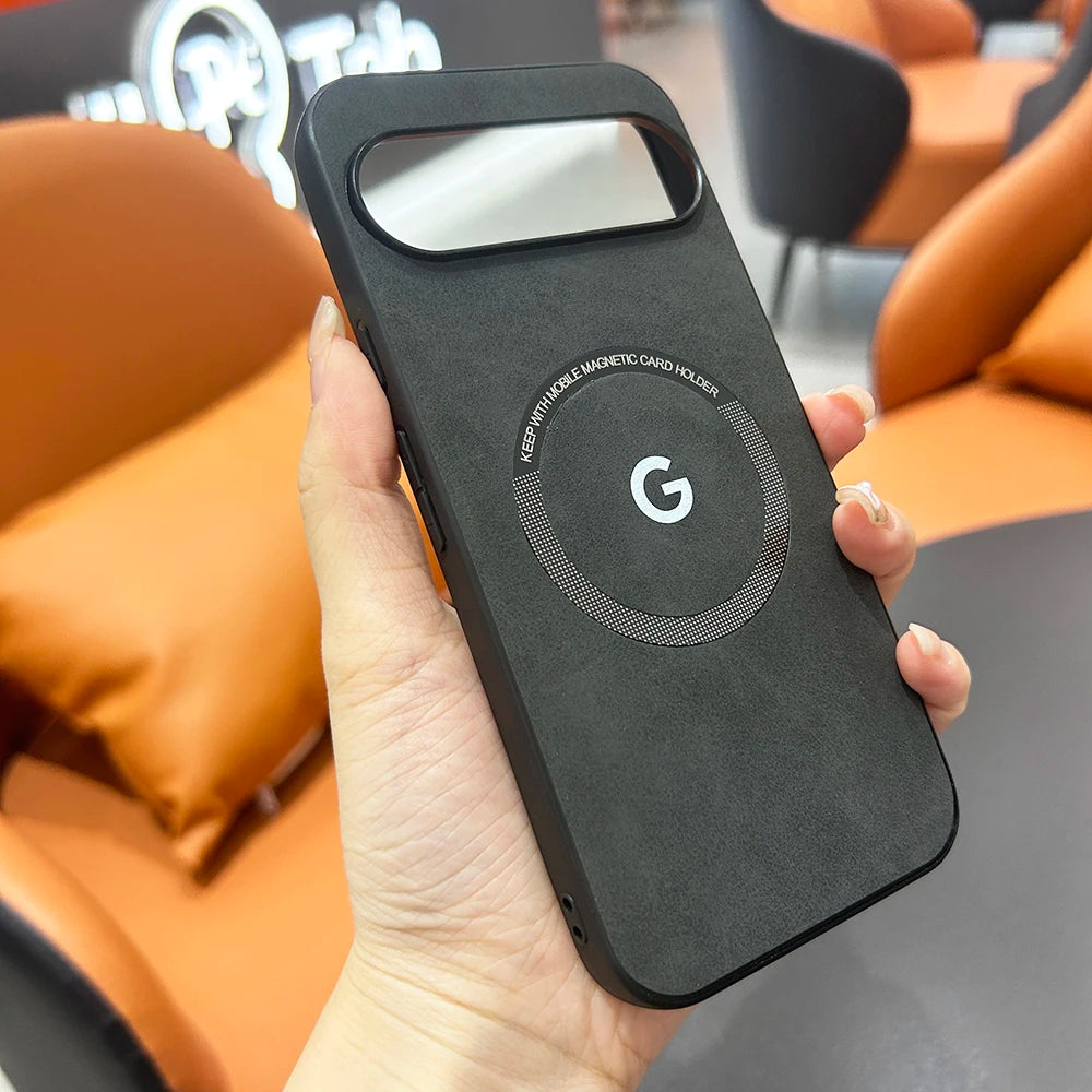 Pixel 9 / 9 Pro / 9 Pro XL / 9A / 10 / 10 Pro / 10 Pro XL Case | Luxury Magnetic PU Leather Half-Wrapped Case