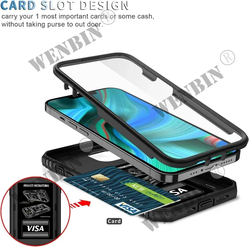 Full-Coverage iPhone Ring Case with Sliding Camera Cover & Kickstand | Anti-Scratch & Card Slot