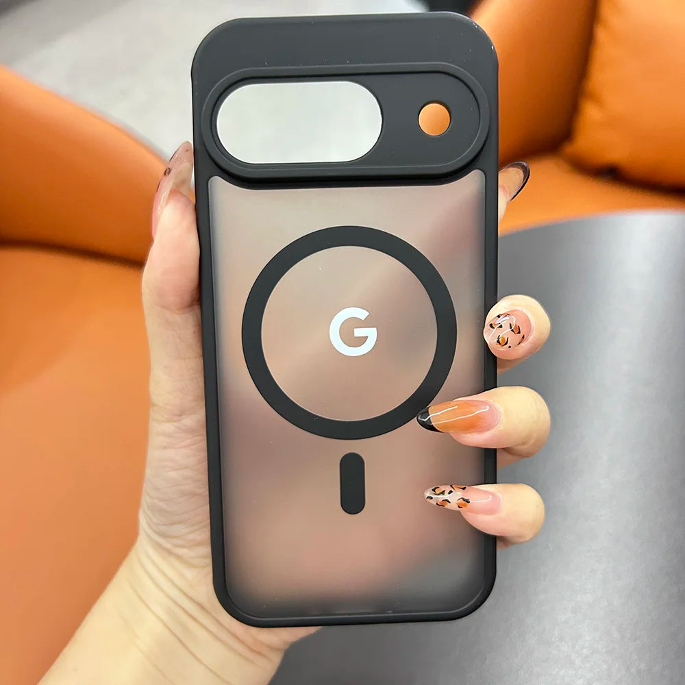 Google Pixel 6 / 6A / 6 Pro / 7 / 7A / 7 Pro / 8 / 8A / 8 Pro / 9 / 9A / 9 Pro / 9 Pro XL / 10 / 10 Pro / 10 Pro XL Case | Transparent TPU + PC Magnetic Wireless Charging Anti-Fall Half-Wrapped Cover