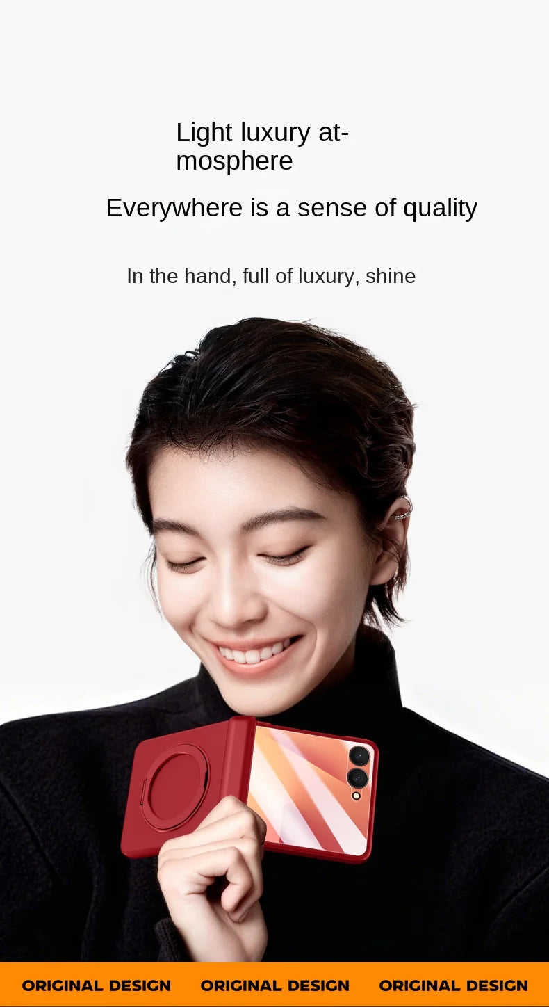 Luxury Full-Coverage Hard Case with Magnetic Ring Stand for Samsung Galaxy Z Flip 7 | Magsafe Compatible