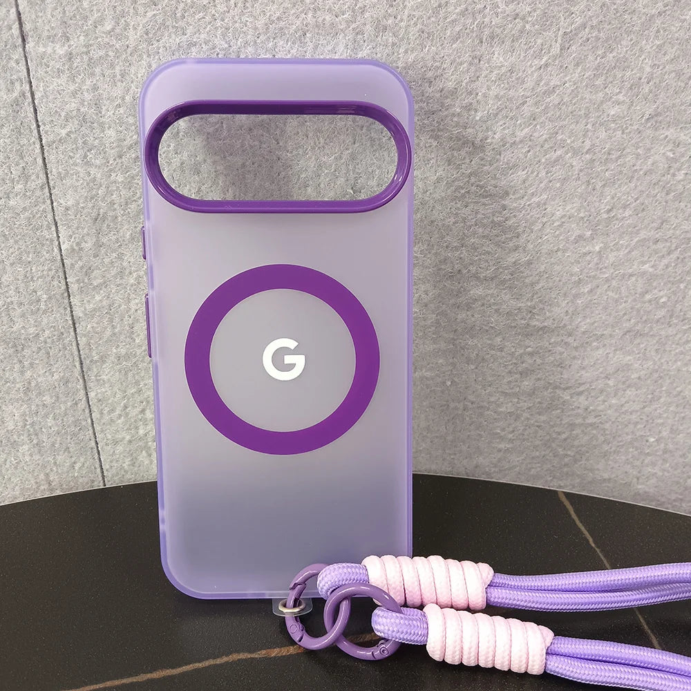 Google Pixel 8 / 8A / 8 Pro / 9 / 9A / 9 Pro / 9 Pro XL / 10 / 10 Pro / 10 Pro XL Case | Transparent TPU + PC Magnetic Wireless Charging Cover with Lanyard