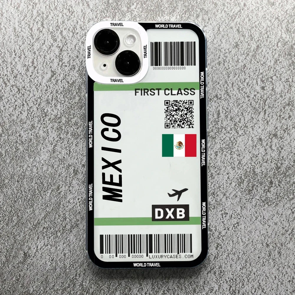 Plane Ticket Travel iPhone Case | Customizable Full-Coverage Shockproof Soft Silicone Cover