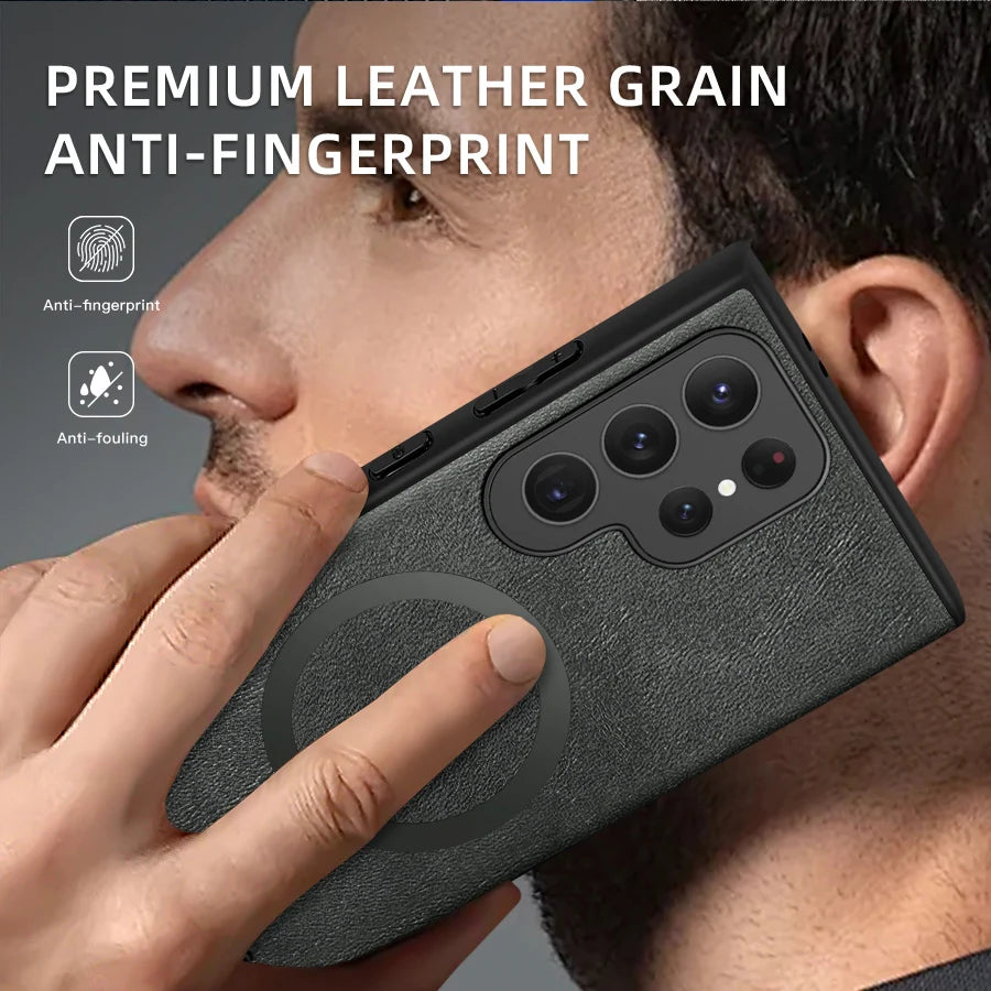 Luxury Leather & Silicone Full-Coverage Case for Samsung Galaxy S23-S24 Series | Shockproof & Waterproof