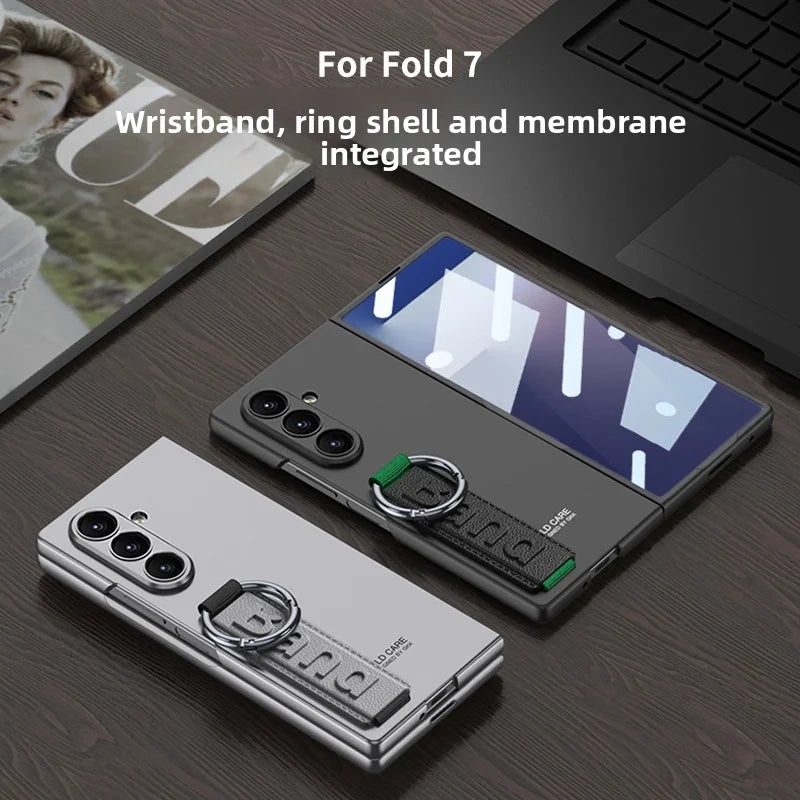 Samsung Galaxy Z Fold 7 Case | Hard Full-Coverage Protective Back Cover with Wrist Strap