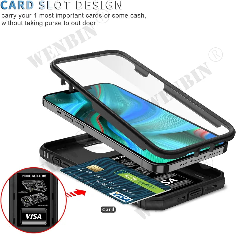Full-Coverage iPhone Ring Case with Sliding Camera Cover & Kickstand | Anti-Scratch & Card Slot