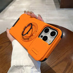 360 Rotating Hidden Metal Ring Stand Phone Case For iPhone 16 11 13 12 15 Pro Max 15 16 Plus 17 Air Slide Camera Protector Cover