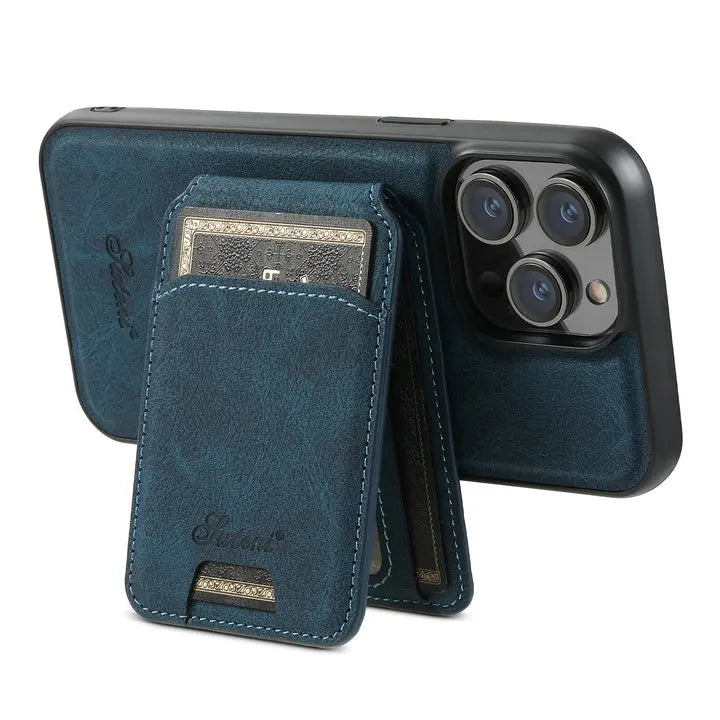2-in-1 Detachable Magnetic Leather Wallet Case | Shockproof & Wireless Charging Compatible for iPhone