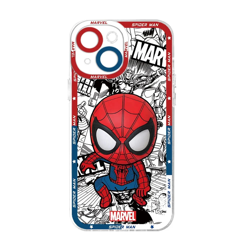 Full-Coverage Transparent Cartoon & Geometric iPhone Case | Waterproof & Anti-Scratch