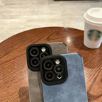 Luxury Fur Plush Leather Phone Case for iPhone 11–17 Series | Matte Camera Bumper Protection Cover