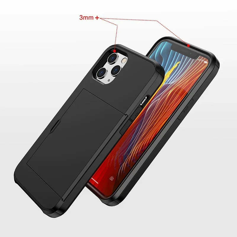 Heavy-Duty Dual-Layer iPhone Case with Card Slot | Shockproof, Scratch-Resistant Half-Wrapped Cover