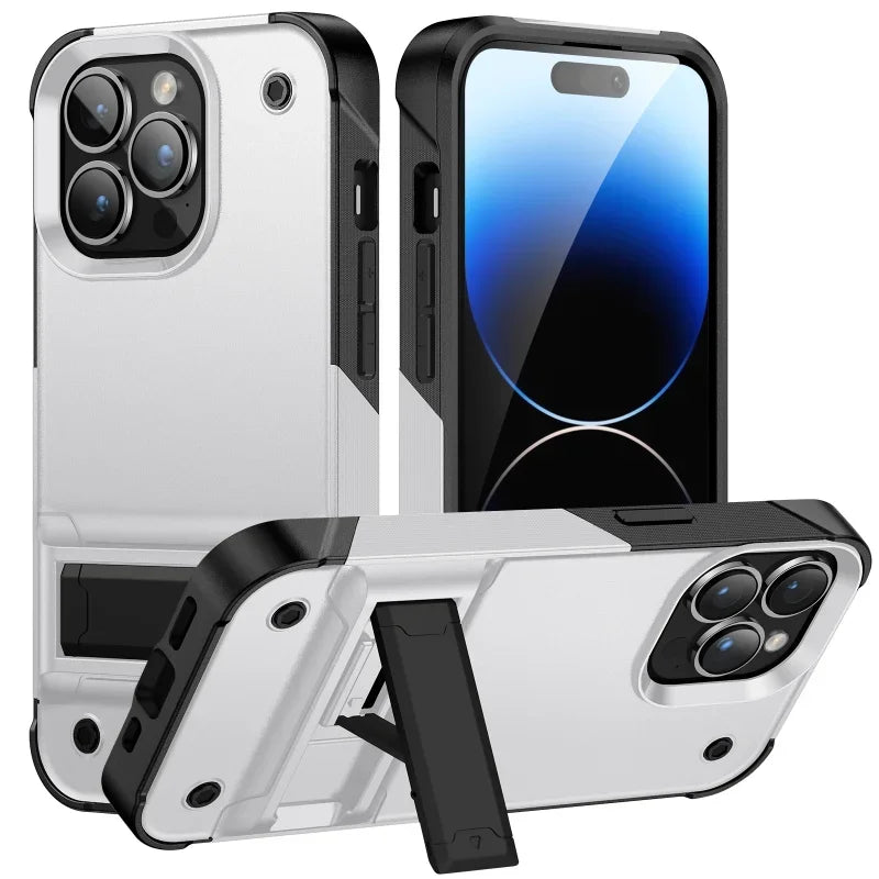 Heavy-Duty Full-Coverage iPhone Case with Kickstand | Dual-Layer, Anti-Scratch & Non-Slip Protection