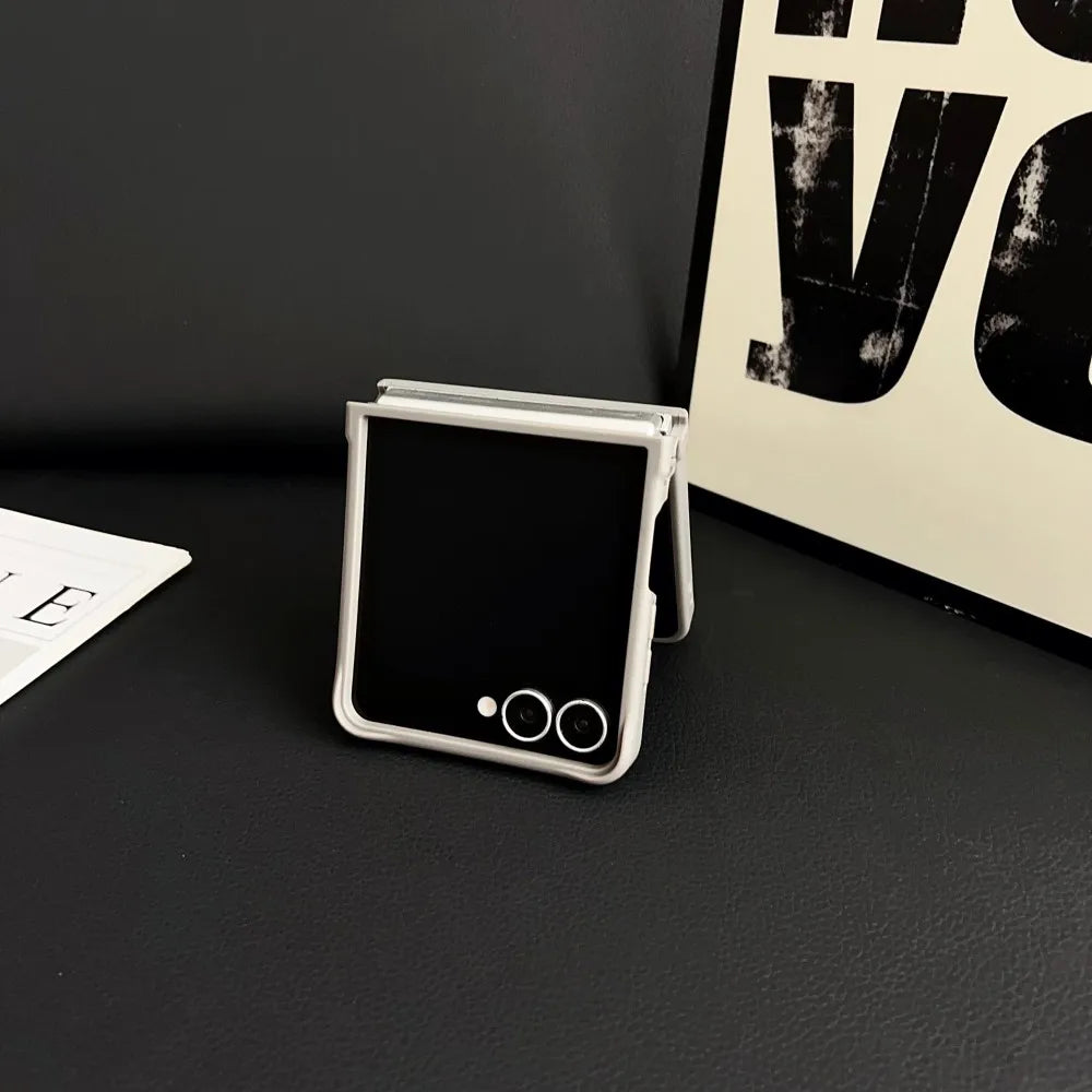 Samsung Galaxy Z Flip 7 Case | Hard Carbon Fiber Magnetic Ring Stand Full-Coverage Protective Case