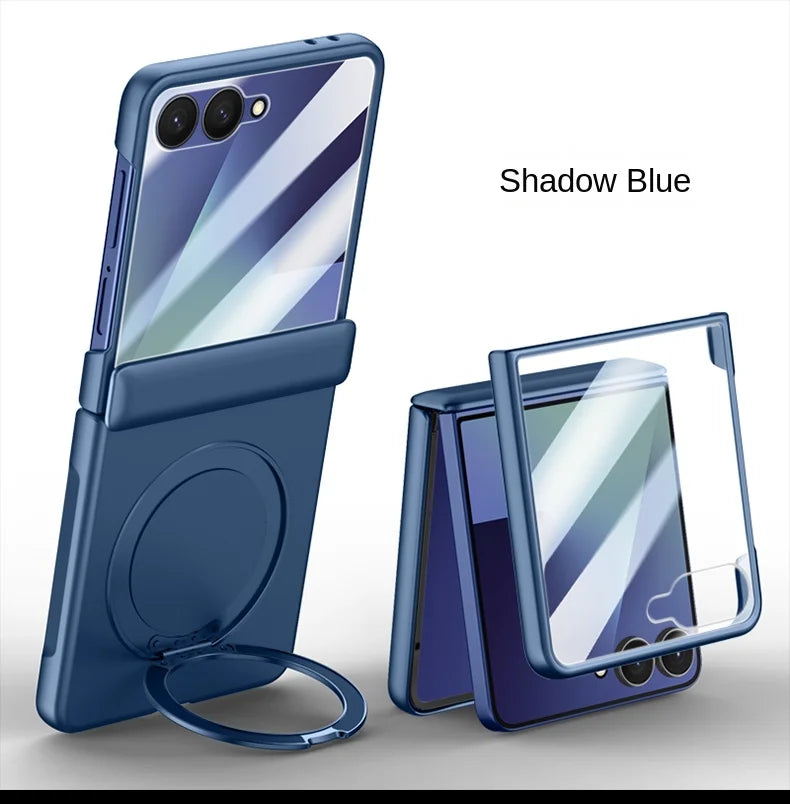 Luxury Full-Coverage Hard Case with Magnetic Ring Stand for Samsung Galaxy Z Flip 7 | Magsafe Compatible