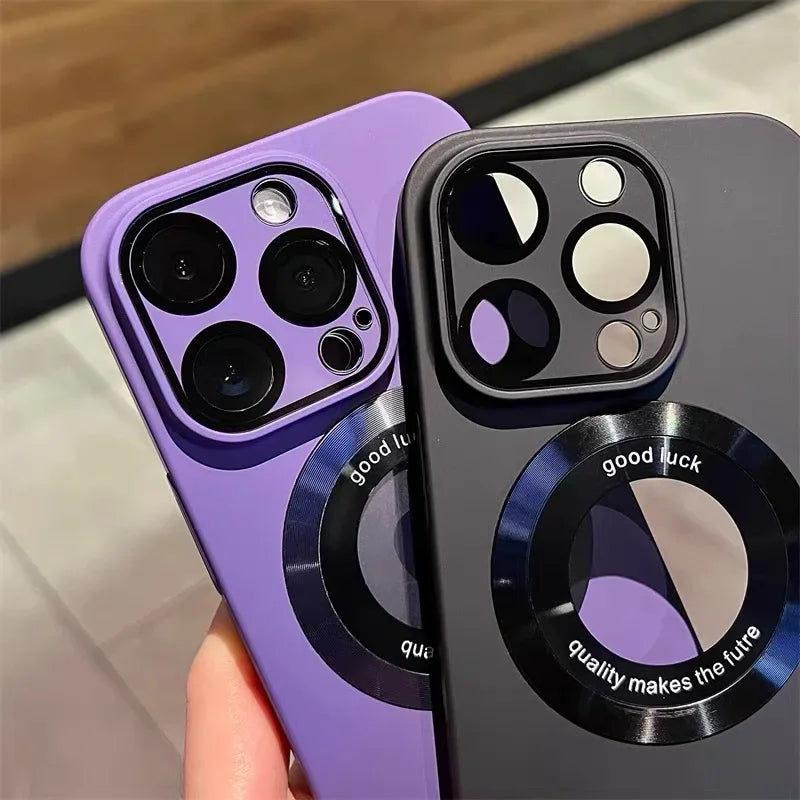 Luxury Magnetic Matte Phone Case with Ring Holder for iPhone 11–17 Series | MagSafe Shockproof Frosted Cover