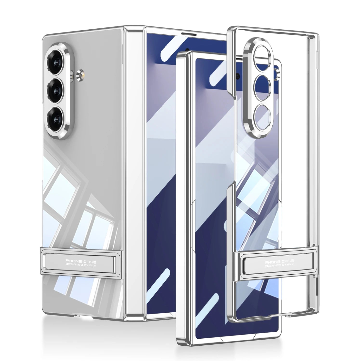 Samsung Galaxy Z Fold 7 Case | Hard Transparent Full-Coverage Protective Case with Stand and Middle Hinge