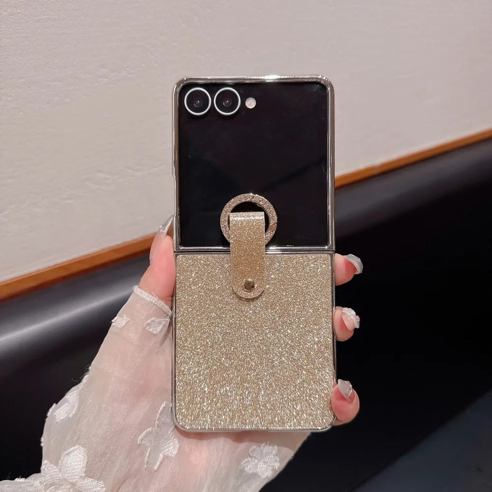 Samsung Galaxy Z Flip 7 / Z Flip 7 FE Case | Shimmering Glitter Full-Coverage Protective Ring Back Cover