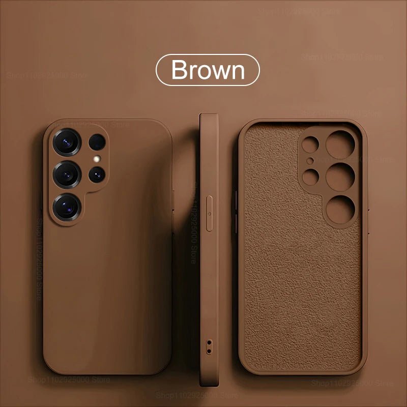 Square Liquid Silicone Soft Case for Samsung Galaxy S22-S25 Ultra | Washable & Lightweight Half-Wrapped Cover