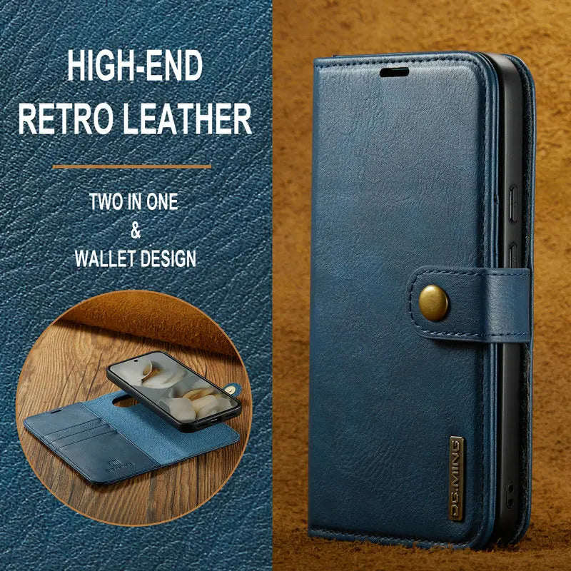 Retro Luxury Magnetic Flip Wallet iPhone Case | Card Slot, Kickstand & Shockproof