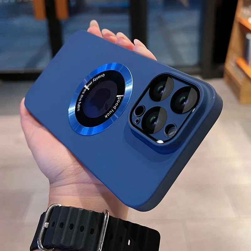 Luxury Magnetic Matte Phone Case with Ring Holder for iPhone 11–17 Series | MagSafe Shockproof Frosted Cover