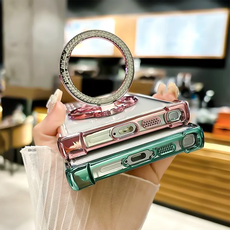 Luxury Magnetic Shockproof Half-Wrapped Case with Ring & Holder | Compatible with Samsung S20-S25 Series