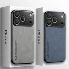 Luxury Sheepskin Leather Phone Case for iPhone 11–17 Series | Matte Half-Wrapped Magnetic Protection Cover