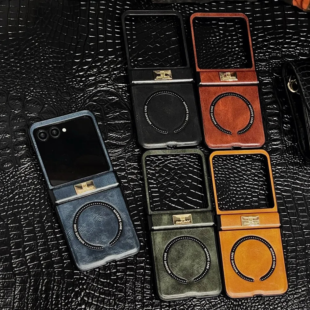 Samsung Galaxy Z Flip 7 Case | Luxury PU Leather Full-Coverage Magnetic Case