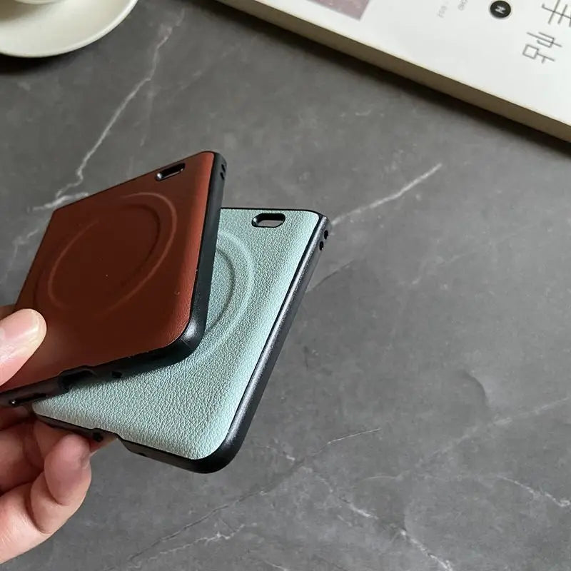 Luxury PU Leather Case for Samsung Galaxy Z Flip 7 | Magnetic & Wireless Charging Compatible