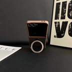 Samsung Galaxy Z Flip 7 Case | Hard Carbon Fiber Magnetic Ring Stand Full-Coverage Protective Case