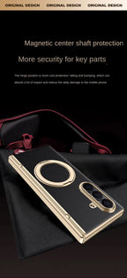 Luxury PU Leather Case for Samsung Galaxy Z Fold 7 | Ring Stand & Magnetic Wireless Charging