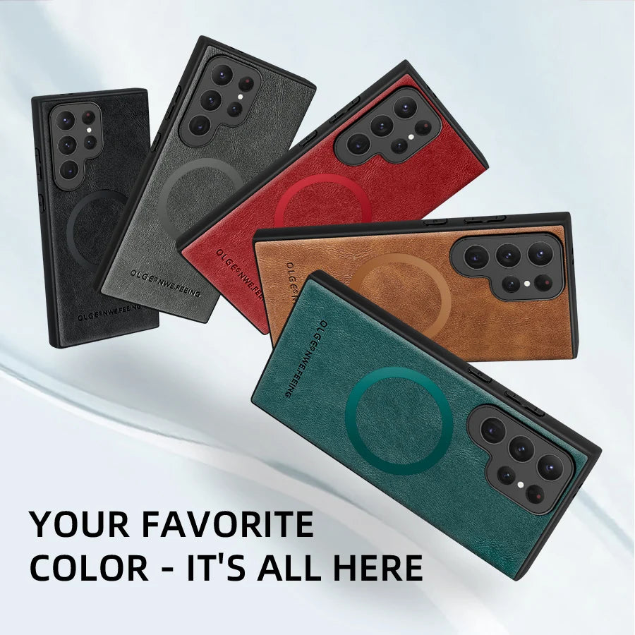 Luxury Leather & Silicone Full-Coverage Case for Samsung Galaxy S23-S24 Series | Shockproof & Waterproof