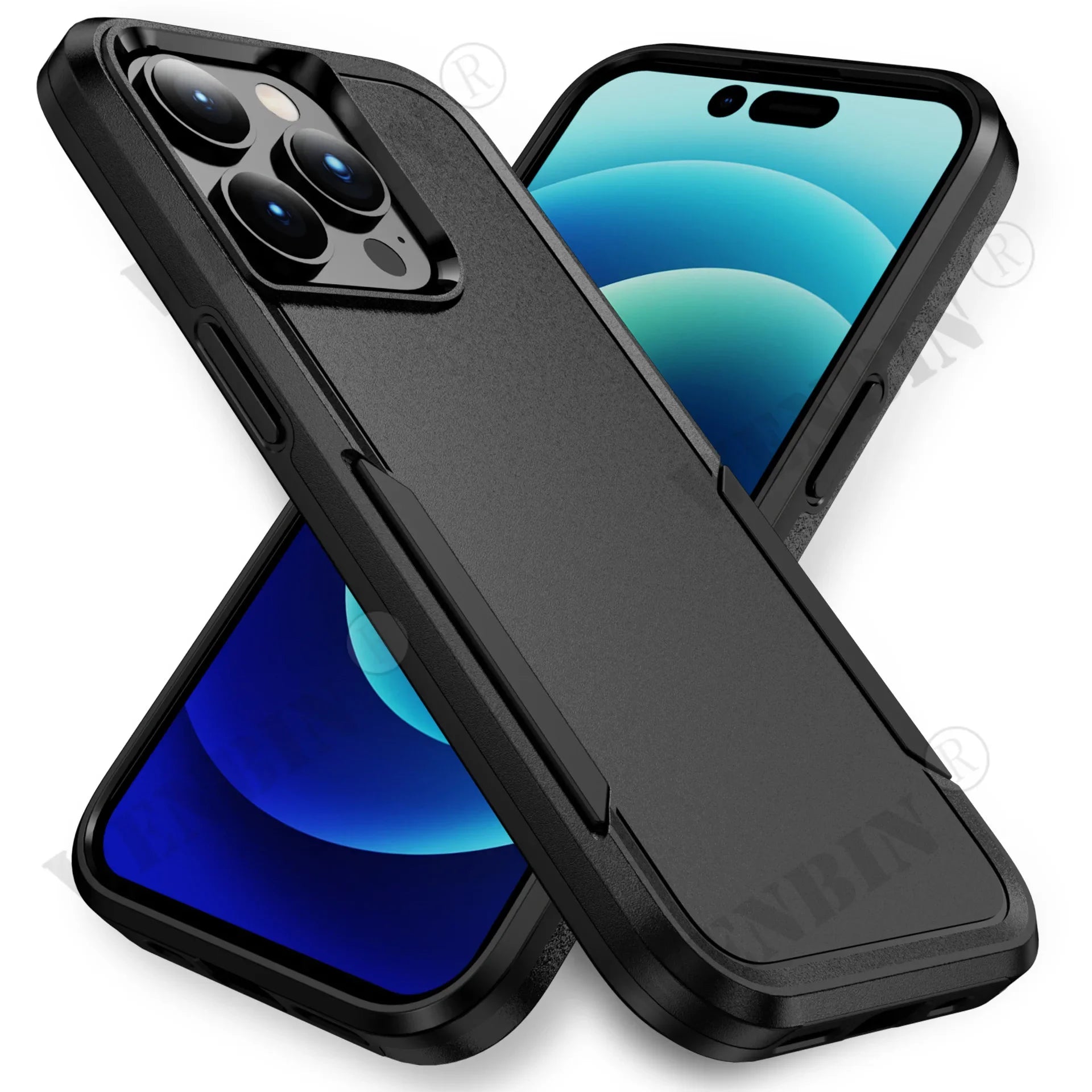 Dual-Layer Plain Plastic Phone Case | Anti-Fingerprint & Dustproof Half-Wrapped Cover for iPhone