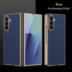 Samsung Galaxy Z Fold 7 Case | Luxury PU Leather Full-Coverage Protective Back Cover with Plated Finish